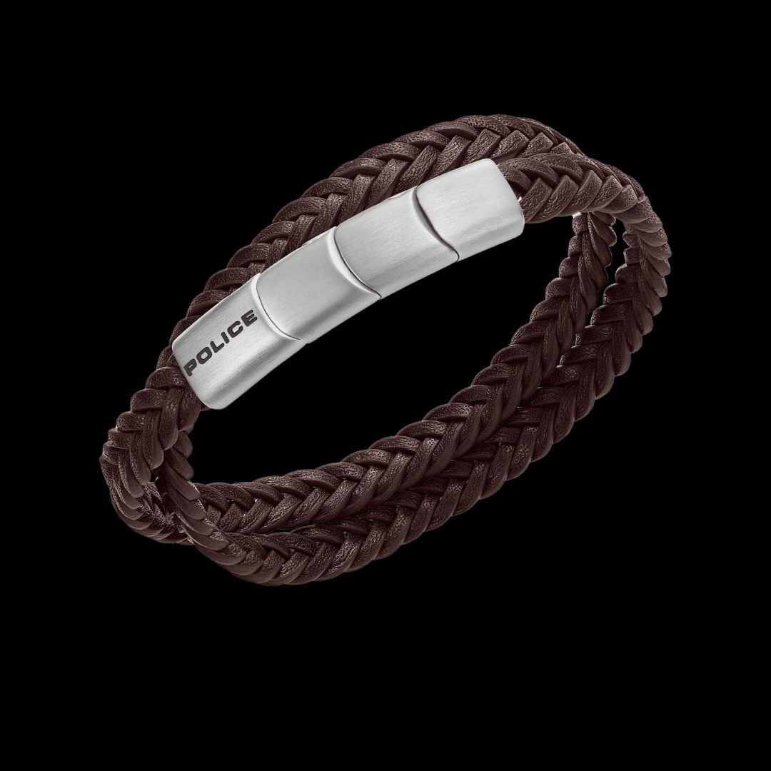 Pulseira trançada castanha Police Pulseira trançada castanha Police