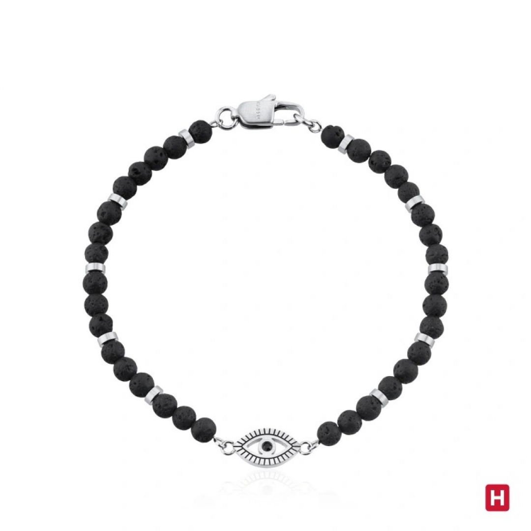 PULSEIRA HASSU C/PEDRAS PRETAS E OLHO TURCO PULSEIRA HASSU C/PEDRAS PRETAS E OLHO TURCO